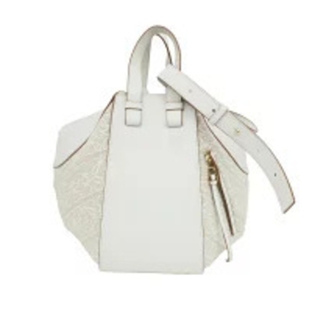 Loewe Hammock Bag White Shoulder Hand Jacquard Anagram Leather